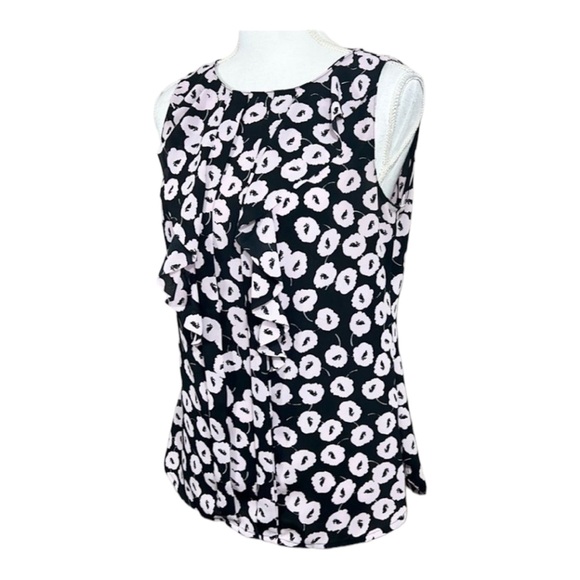Ann Taylor Loft Black & Light Purple Floral Sleeveless Blouse Size XS - Picture 4 of 6
